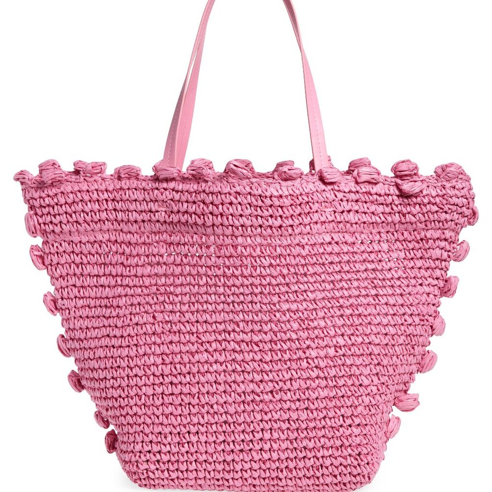NWT BTB Los Angeles Pink Woven Tote Bag